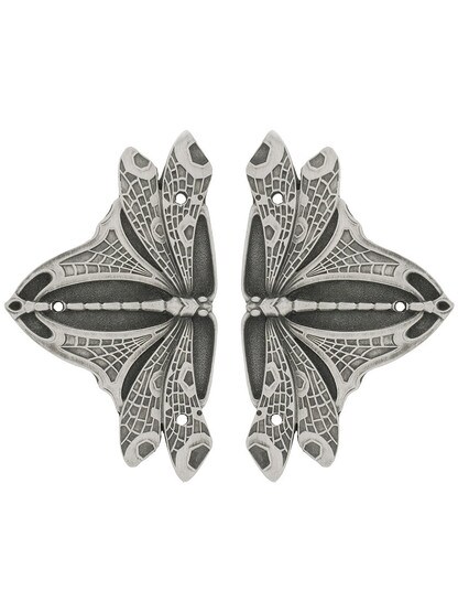 Dragonfly Hinge Plates - 1 1/2 inch x 2 1/2 inch in Antique Pewter.